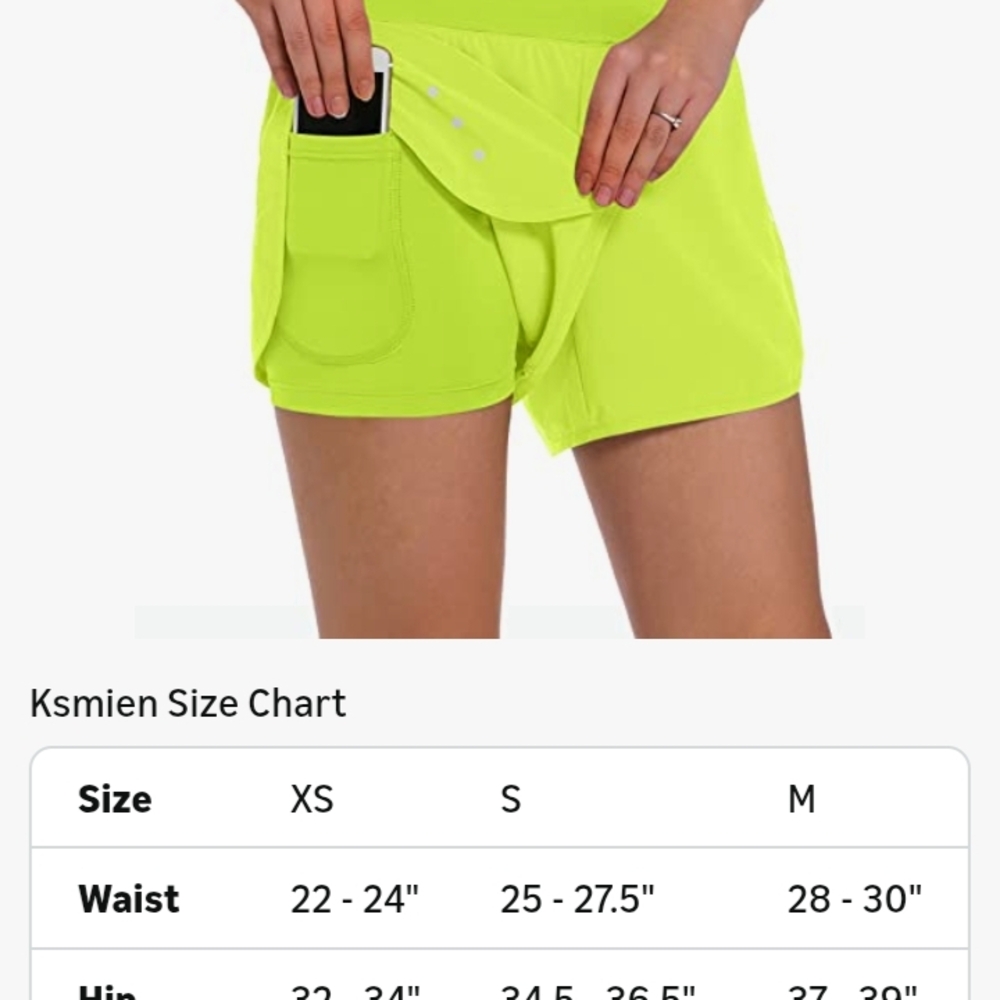 2 in 1 Running Shorts Lightweight Athletic Workout Gym Yoga Lined Green Sz M - Picture 5 of 9